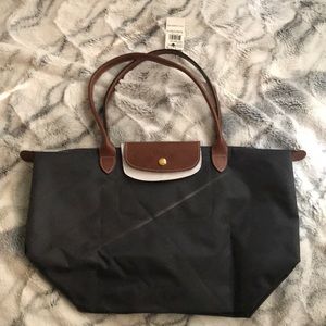 Longchamp gun metal large tote bag